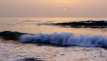 waves, ocean, ocean waves, sunrise on ocean, pink sky ocean